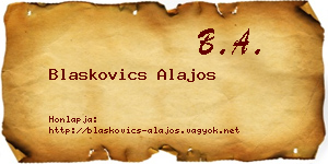 Blaskovics Alajos névjegykártya